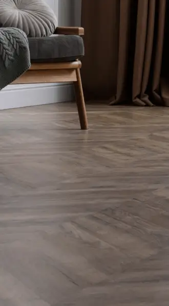 A custom rug laid between two couches in a luxury living room space.